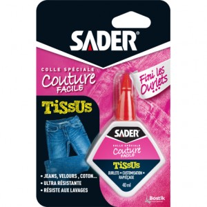 COLLE SADER TISSUS FINIS LES OURLETS! 40 ml en tube