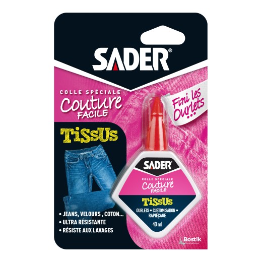 COLLE SADER TISSUS FINIS LES OURLETS! 40 ml en tube